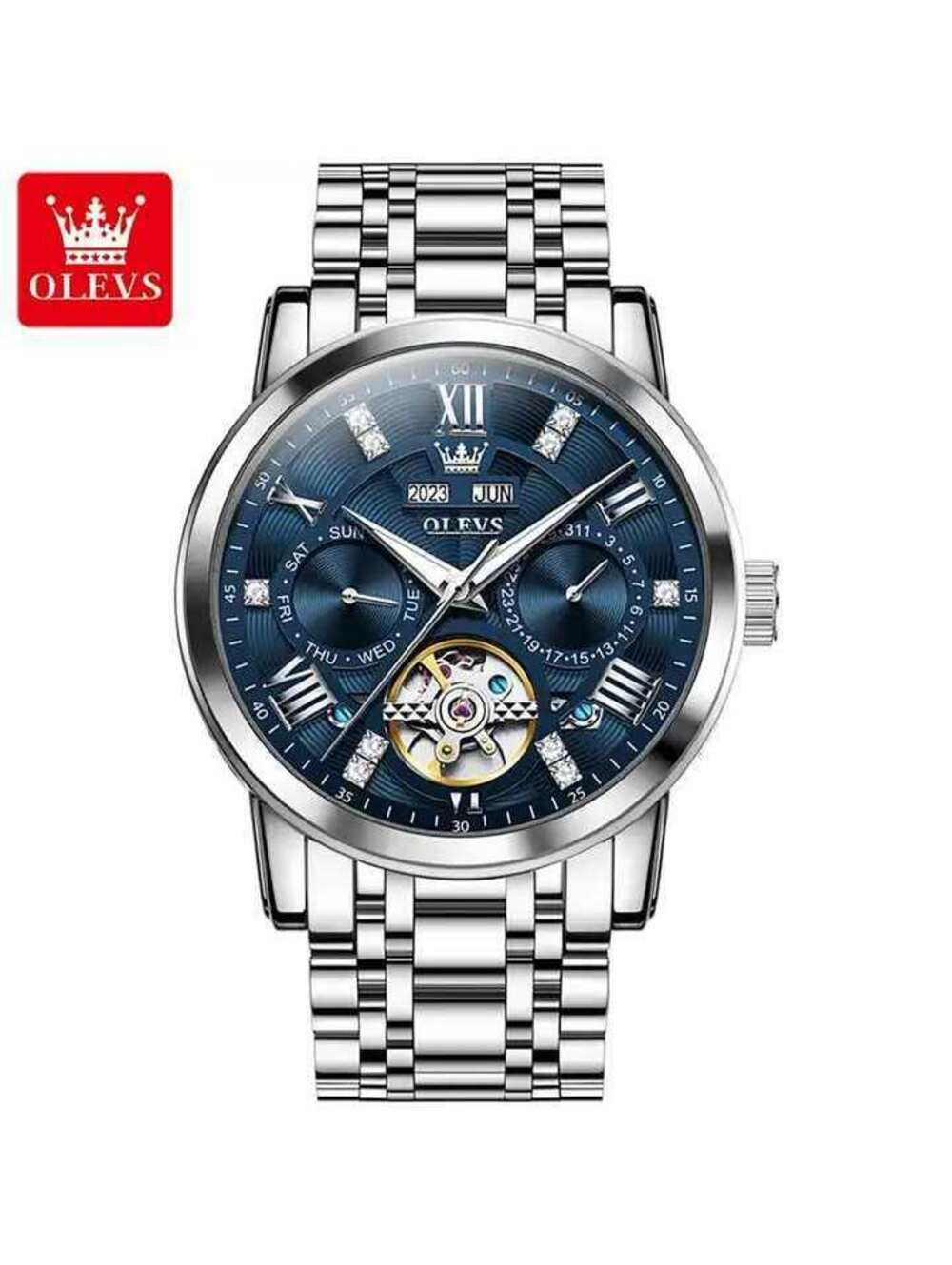 OLEVS Men’s Watch Automatic Mechanical Watch • Skeleton Flywheel, 42mm (6701)